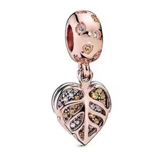 Sterling Silver Rose Gold Leaf Necklace Charm
